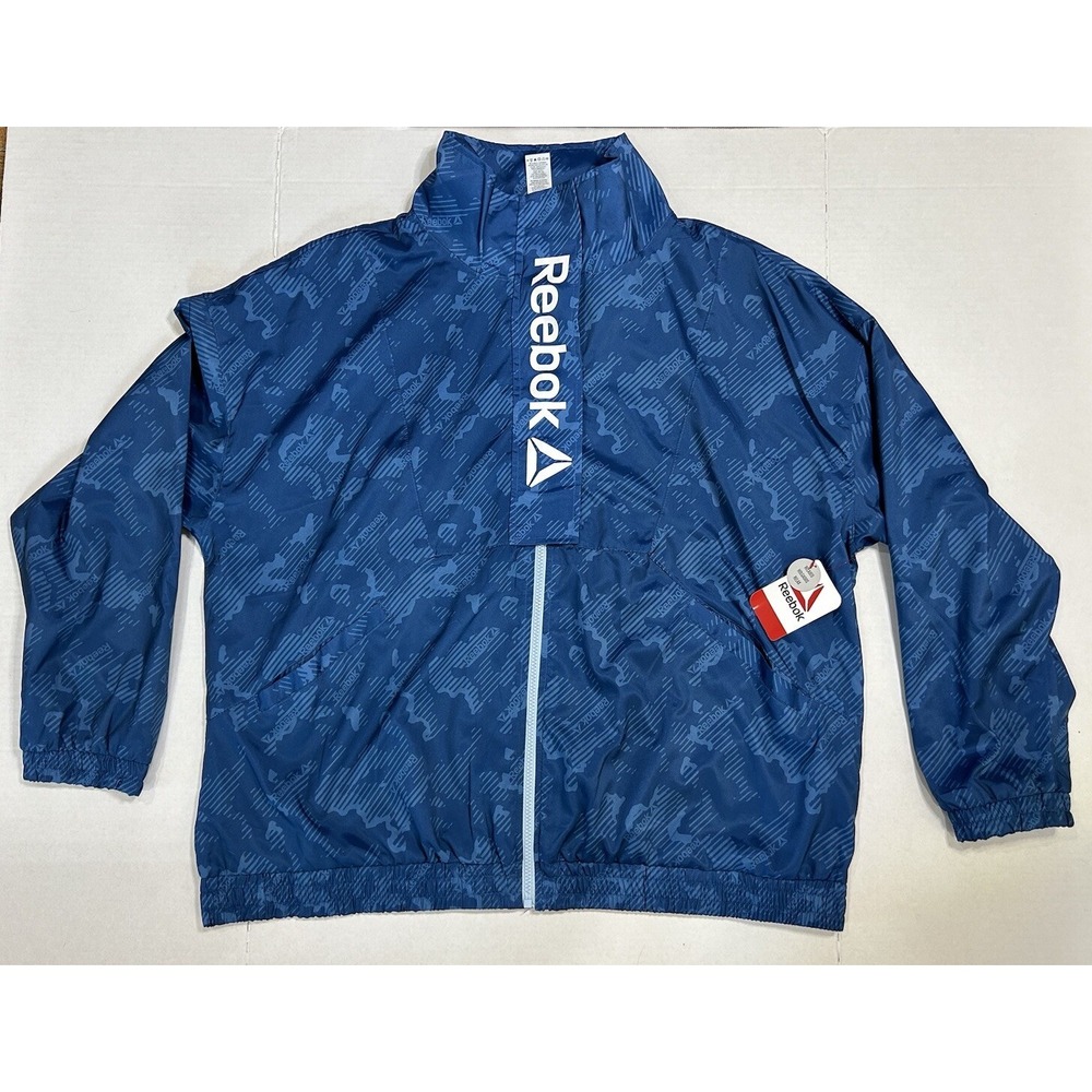 Reebok Womens Blue Windbreaker Jacket 2XL Jogger Coat New Rain Jacket